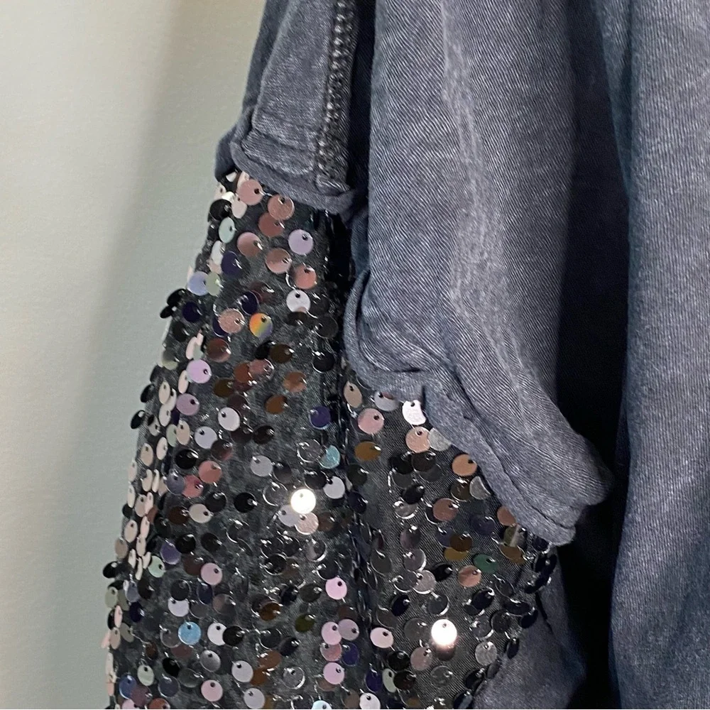 Free People Sequin Sleeve Celine Tee
